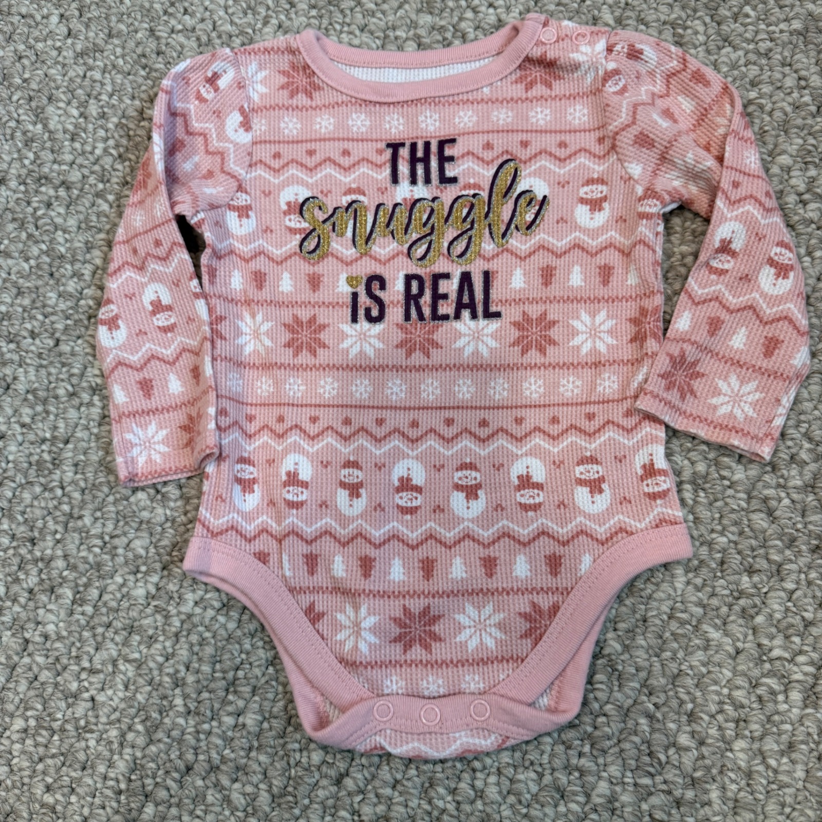 Garanimals Baby Girl Pink Fair Isle Snuggle Is Real Bodysuit Size 12 Months